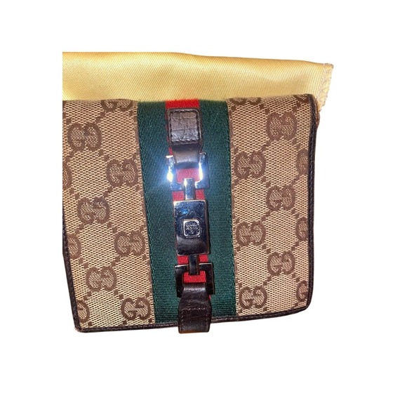 Gucci GG Monogram Wallet Tan Brown Bifold Stripe w/ COA Authentic - Picture 5 of 7